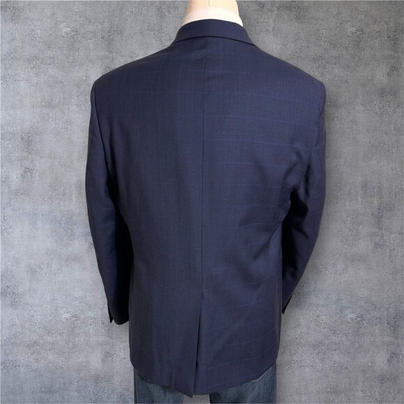 Ralph Lauren Men's 46R Navy Wool Blend Blazer Sport Coat 2-Button Jacket Plaid - Picture 13 of 15